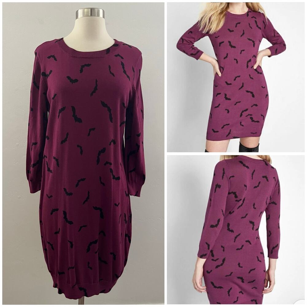 ModCloth XL Knit The Mark Sweater Dress in Bats Halloween October Witchy Spooky - Picture 9 of 12